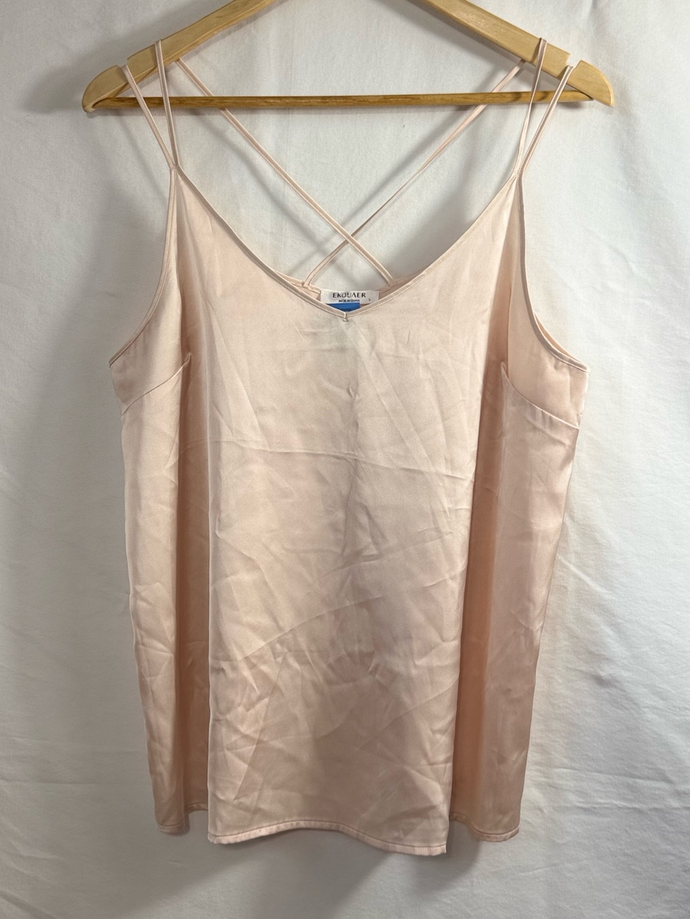 Lightweight Double-Strap Chemise in Blush Pink/Tan